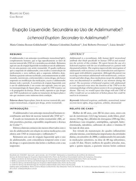 PDF Erupção liquenóide secundária ao uso de adalimumabe