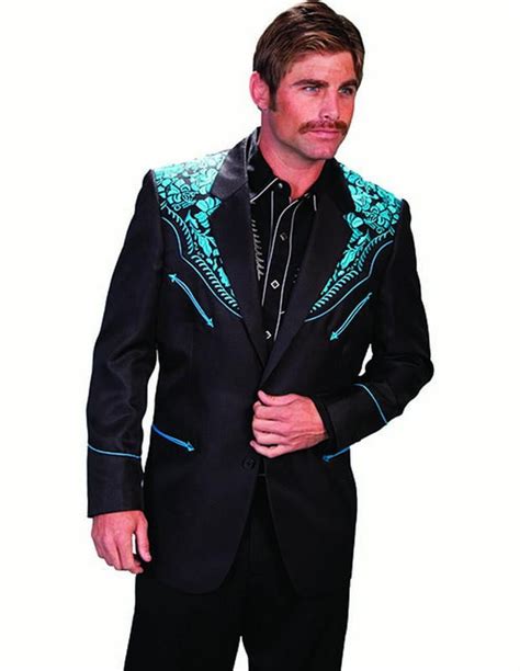 Scully Western Blazer Mens Suit Coat Button Front Embroidery P 806l