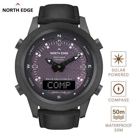 NORTH EDGE Reloj Solar Digital Para Hombre Pulsera Deportiva De Metal