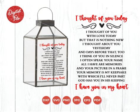 I Thought Of You Today Svg Funeral Poem Svg Cricut Cut File Etsy