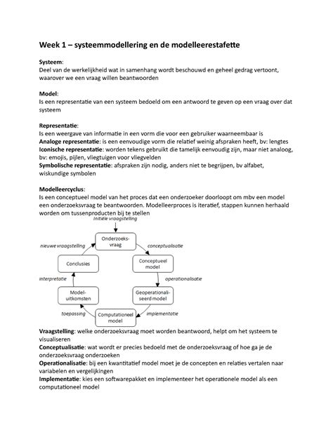 Sysmod Sv Samenvatting Van Systeemmodellering Week