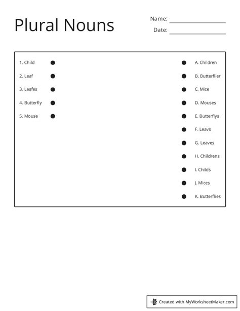 Plural Nouns - My Worksheet Maker: Create Your Own Worksheets