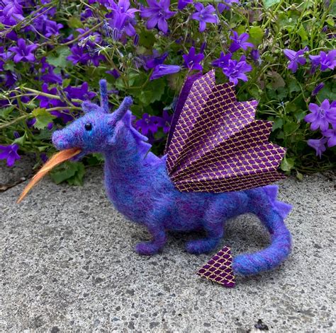 Purple Dragon Needle Felted Sculpture Model Folksy