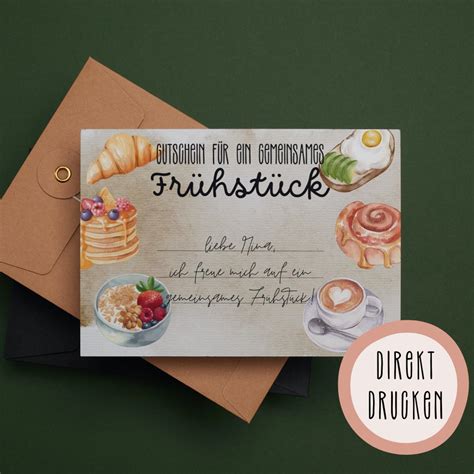 Voucher Breakfast Gift Voucher Template Print Directly Etsy