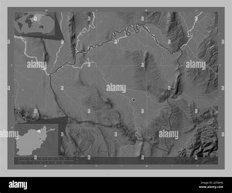 Kunduz Province Of Afghanistan Grayscale Elevation Map With Lakes And