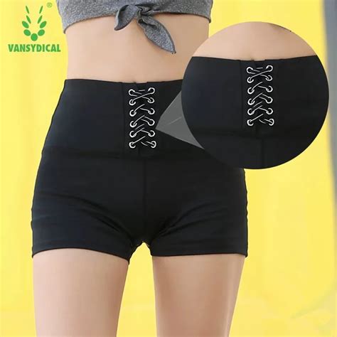 Vansydical Summer High Waist Sport Shorts Womens Sexy Elastic Tight