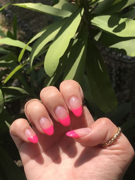 Hot Pink Tip Acrylic Nails