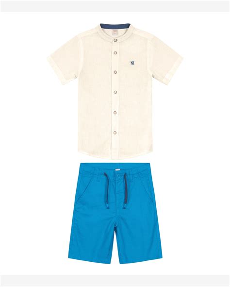 Riachuelo Conjunto Infantil Camisa Bermuda Trick Nick Bege