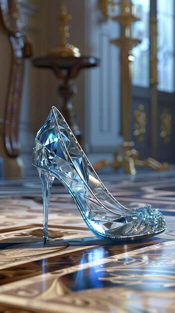 3d Image Of Cinderellas Glass Slipper On The Floor Premium Ai