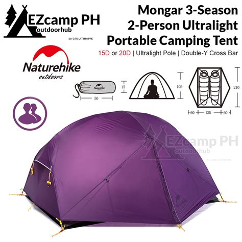 Naturehike MONGAR 2 Series 3 Season Camping Tent for 2 Person 15D 20D ...