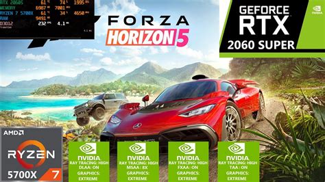 Forza Horizon 5 Rtx 2060 Super Ryzen 7 5700x Ray Tracing All Settings Extreme Gaming Test