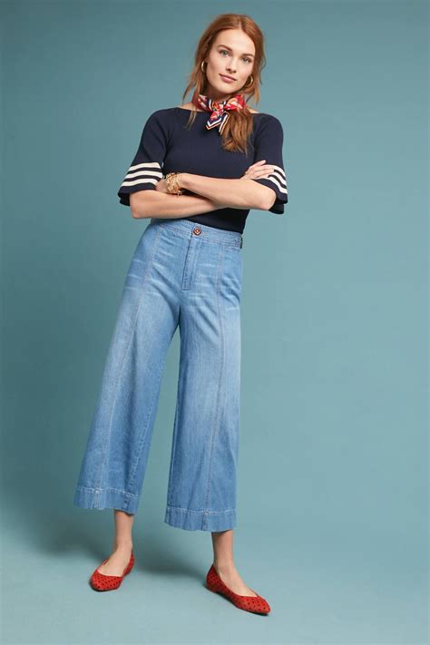 Pilcro Ultra High Rise Cropped Wide Leg Jeans Anthropologie Uk Wide Leg Jeans Cropped Wide