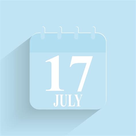 Premium Vector July 17 Daily Calendar Icon Date And Time Day Month