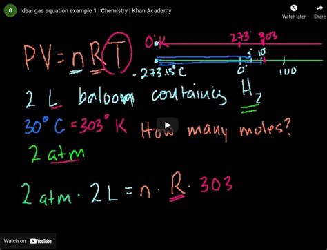 Khan Academy Chemistry Ideal Gas Equation Example 1 Instructional Video For 9th 10th Grade