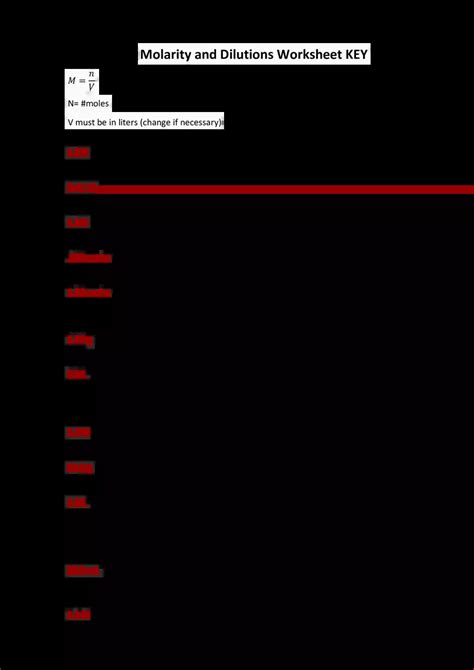 Molarity And Dilutions Worksheet Key Western Oregon University Worksheets Library