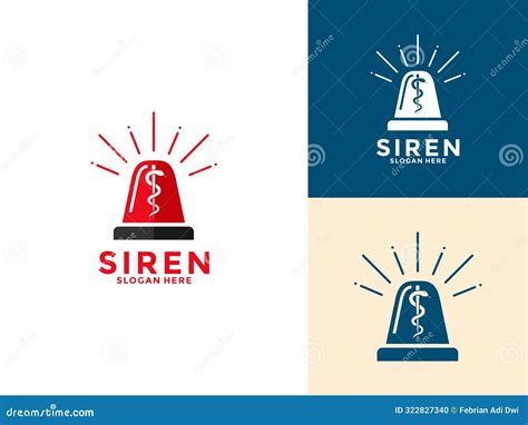 Siren Logo Vector Icon Set Police Red Flasher Siren Emergency