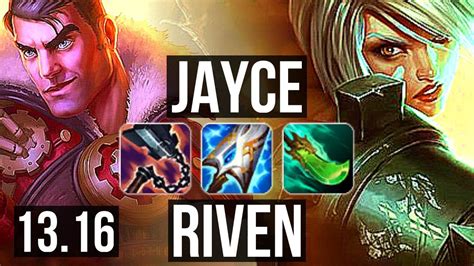 Jayce Vs Riven Top 9 1 7 2 1m Mastery 1400 Games Legendary Kr