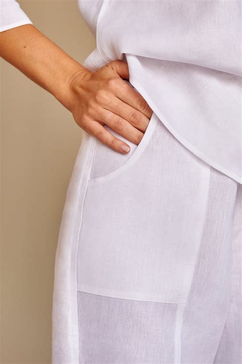 Shop White Linen Sasha Pants For Aed 753 By Facil Blanco Dubai Women