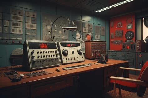 Premium AI Image | A vintage radio station control room with analog e 00420 02