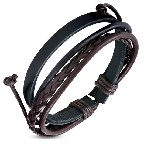 Bracelet Homme En Cuir ZENSE ZB0074 Avec Cordes Noires Et Marrons