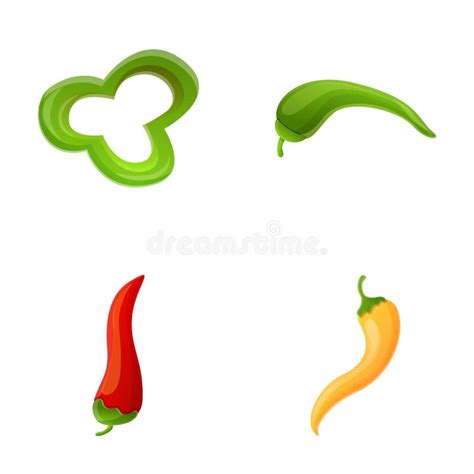 Chili Pepper Icons Set Cartoon Vector Colorful Hot Pepper Stock Vector Illustration Of Ripe