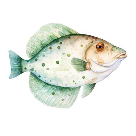 Premium Ai Image Watercolor Flounder Clipart Realistic Fish