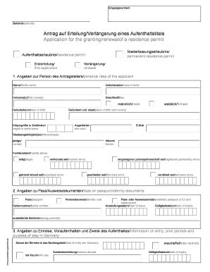 Fillable Online Eingangsvermerk Beh rde/authority Antrag auf Erteilung/Verl ngerung eines ...