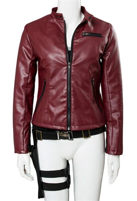 Resident Evil 2 Claire Redfield Red Leather Jacket