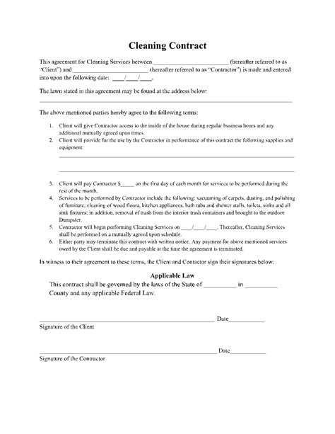 Cleaning Contract Template