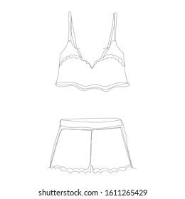 Fashion Technical Drawing Lingerie Twopiece Swimsuit Stock Vector