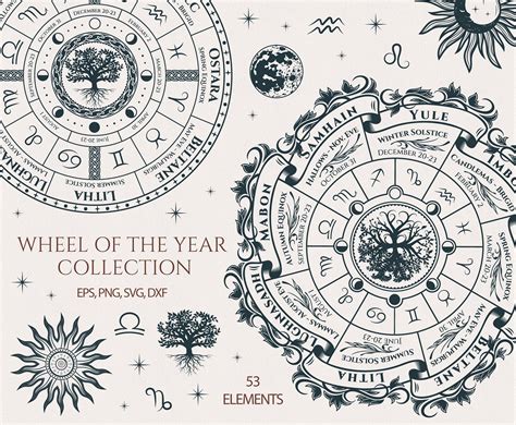 Wheel Of The Year Svg Pagan Altar Tile Svg Witchcraft Svg Clipart