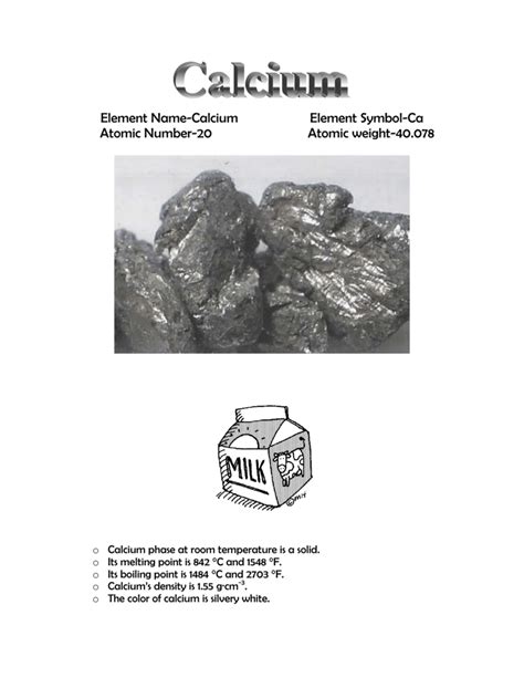 Element Name-Calcium Element Symbol-Ca Atomic Number