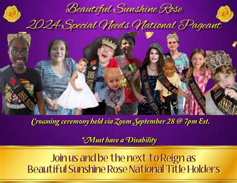 2024 Beautiful Sunshine Rose Special Needs Virtual National Cover Girl