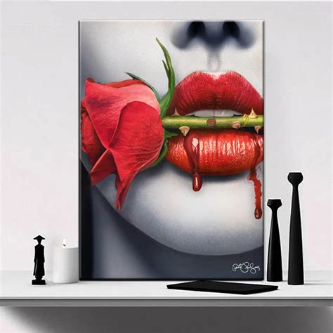 Peinture Sur Toile Avec L Vres Rouges Et Roses Sexy Art Mural Images D