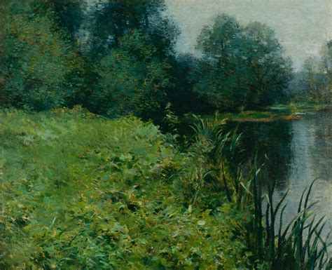 Willard Leroy Metcalf Bank Of The Seine Giverny Oil On Canvas