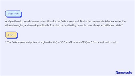 Solved Analyze The Odd Bound State Wave Functions For The Finite Square