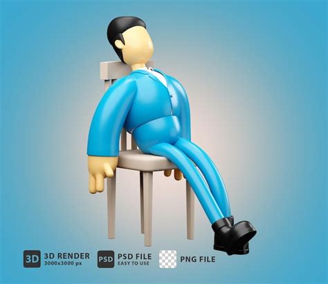 Premium Psd 3d Illustration Tired Businessman Sleeping On Chair