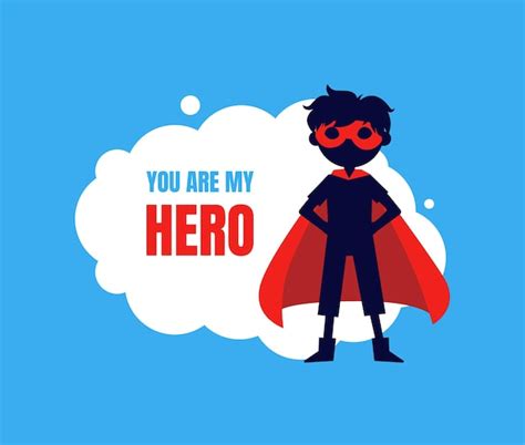Premium Vector You My Hero Banner Cute Boy In Superhero Costume And