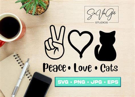 Peace Love Cats Svg Cats Svg Cat Lovers Svg Cat Svg Cricut Svg