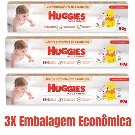 Kit 3 Un Creme Preventivo De Assaduras Huggies Puro E Natural 80g