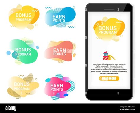 Bonus Program Earn Points Label Banner Vector Set Trendy Gradient