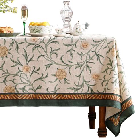 Patdrea Linen Floral Tableclothdecorative Thick French