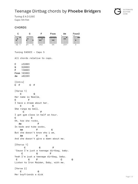 Teenage Dirtbag Chords | PDF