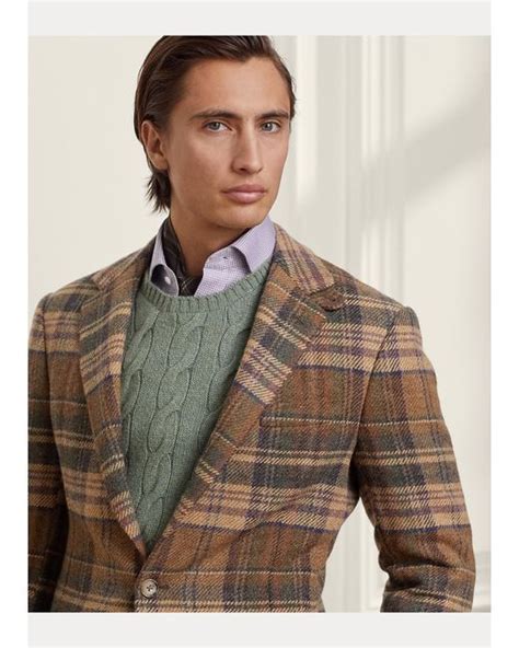 Ralph Lauren Purple Label Kent Handmade Plaid Tweed Blazer In Brown For