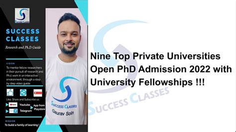 Nine Top Private Universities Open Phd Admission With University