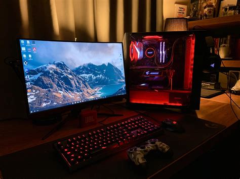 Casual Room Gaming Setup Dominating Red Color For More Fps R