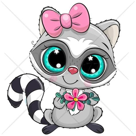 Cute Raccoon Girl Png Digital Download Clipart Adorable Etsy Cute