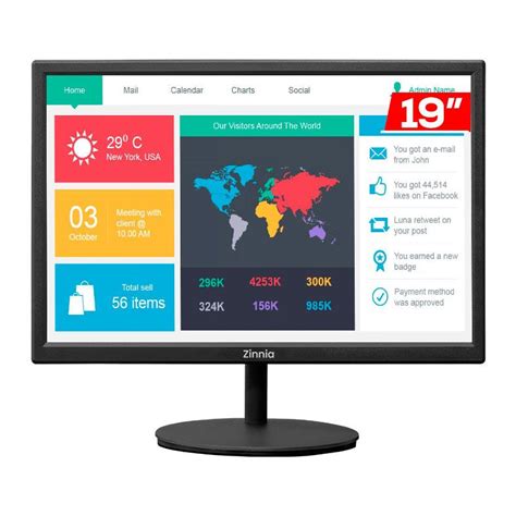 Monitor Zinnia Delfos E19 19 Pol TN HD SRGB 95 75Hz HDMI VGA ZNO