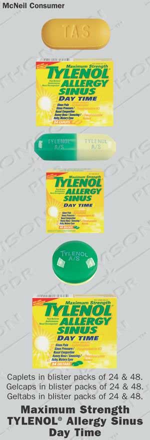 Maximum Strength Tylenol Allergy Sinus Day Time Caplets Gelcaps And