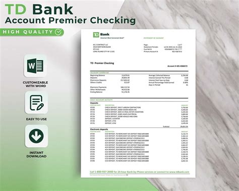 Td Bank Statement Template Create Authentic Statements With Etsy